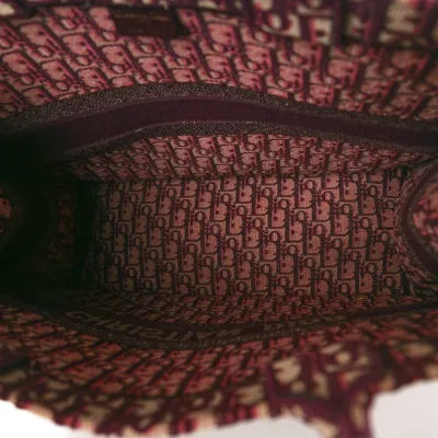 Dior Large Book Tote Burgundy Multicolor Oblique Canvas