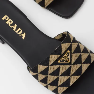 PRADA Triangular printed fabric slippers