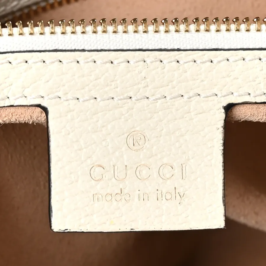 Gucci Medium Ophidia Boston Bag Mystic White Suede & Patent Leather GG Web Gold Hardware