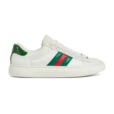 Gucci Ace series white sneakers woven fabric women's sports shoes