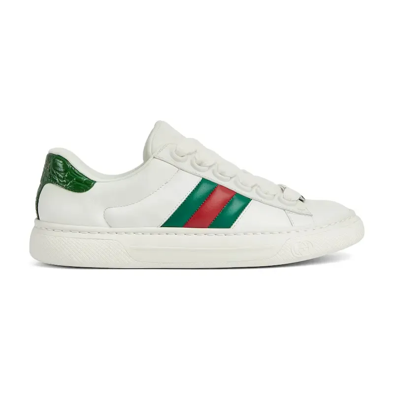 Gucci Ace series white sneakers woven fabric women's sports shoes