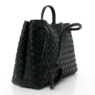 Bottega Veneta Medium Intrecciato Andiamo Shoulder Bag Black Nappa Leather Gold Hardware