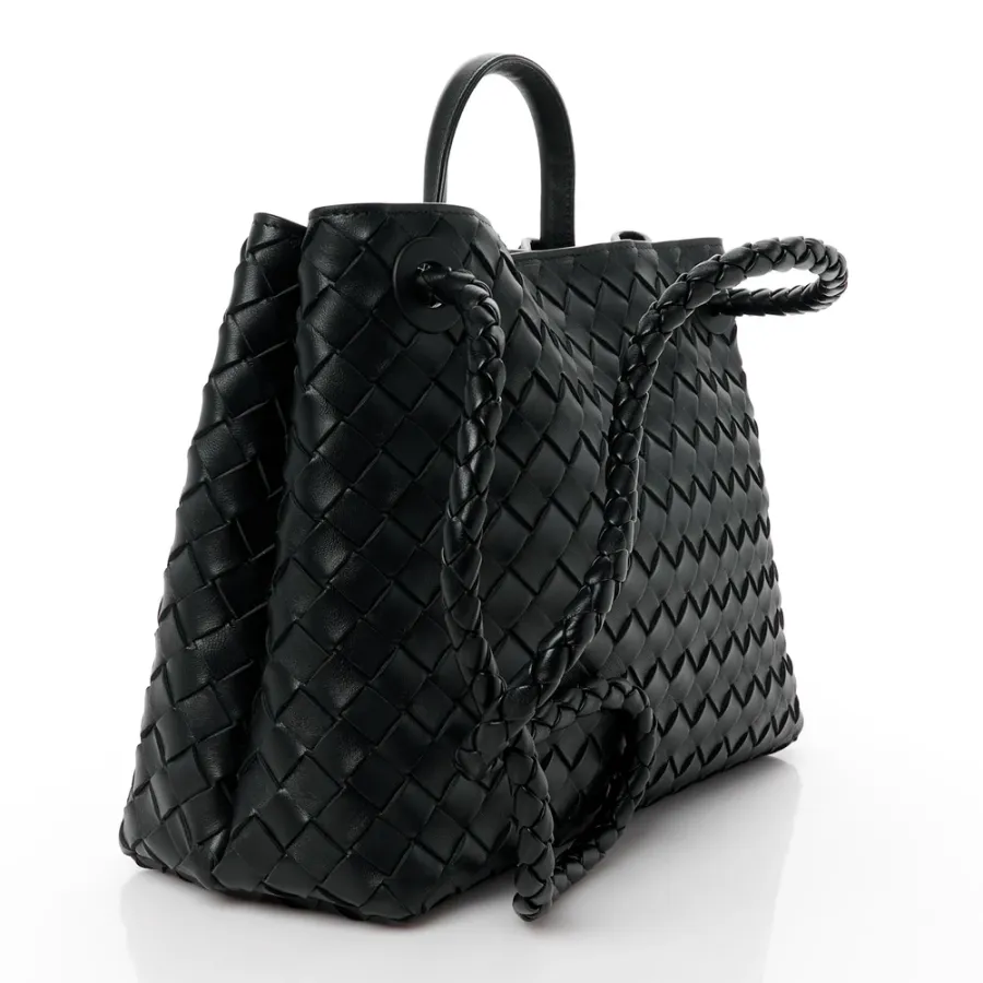 Bottega Veneta Medium Intrecciato Andiamo Shoulder Bag Black Nappa Leather Gold Hardware