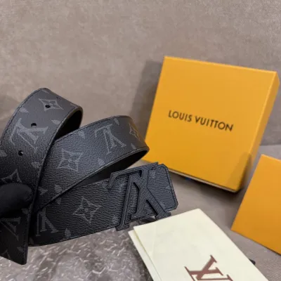 Louis Vuitton Men's LV Buckle Belt In Black Monogram Canvas With Black/Gold/Silver Hardware 40mm