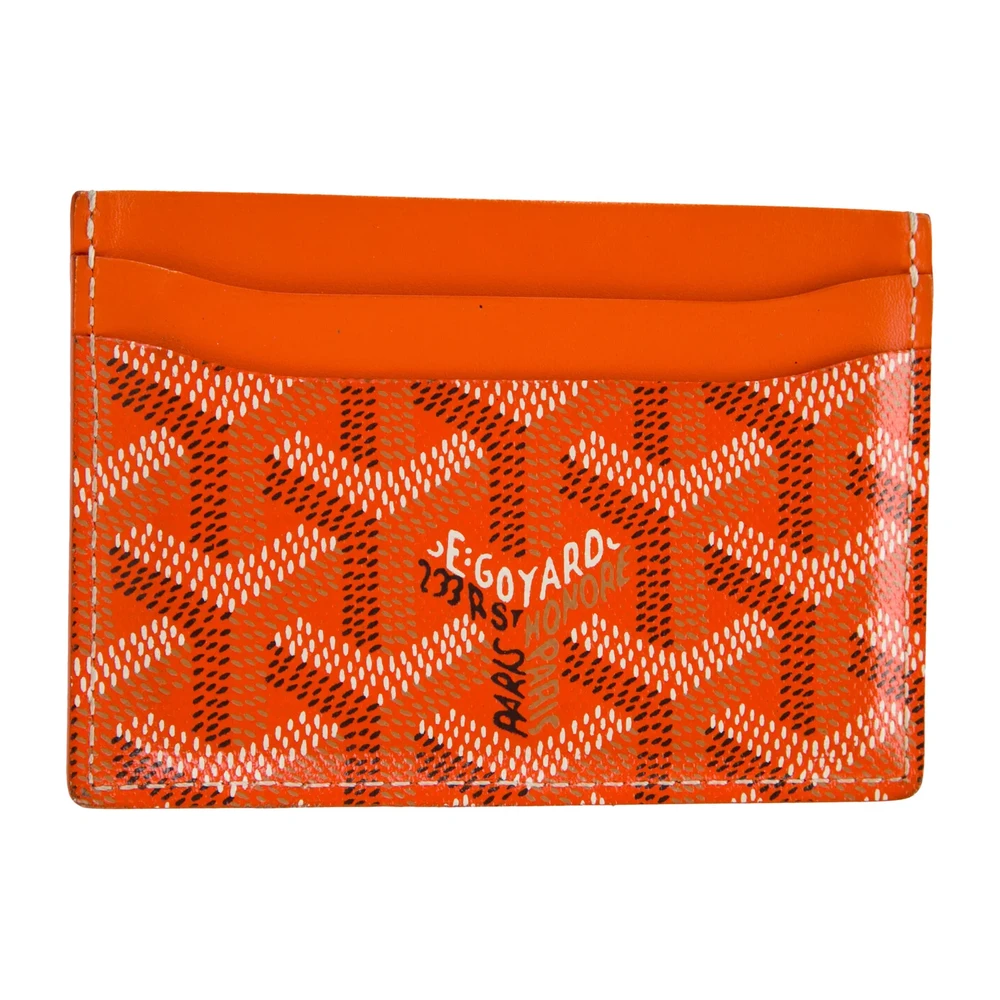 Goyard Porta-Cartões Pequeno Laranja Goyardine Estampado em Canvas