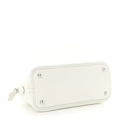 Hermès Mini 1923 Bolide White Evercolor Leather Silver Hardware