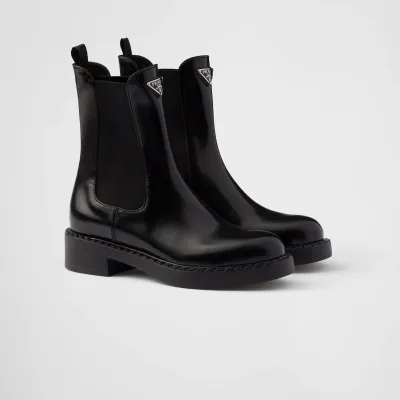 PRADA Matte black calfskin Chelsea boots