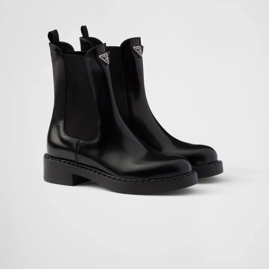 PRADA Matte black calfskin Chelsea boots
