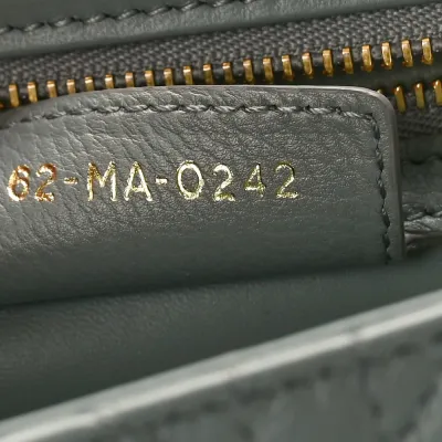 Dior Medium Caro Bag Ethereal Grey Cannage Calfskin Leather Gold Hardware