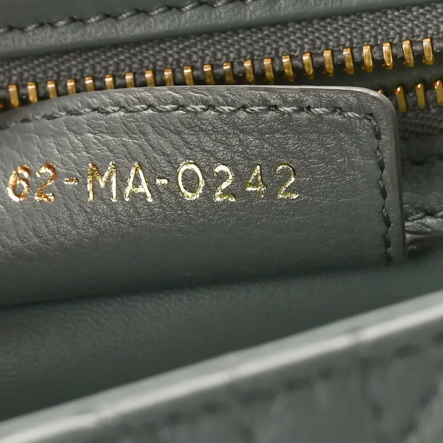 Dior Medium Caro Bag Ethereal Grey Cannage Calfskin Leather Gold Hardware