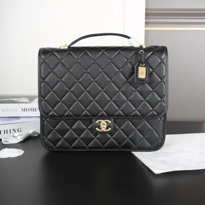 Chanel Black Quilted Caviar Leathe Backpacks