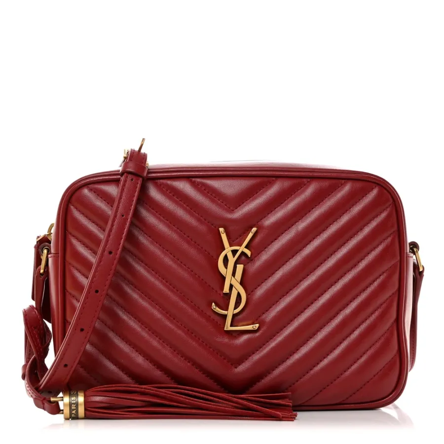 Saint Laurent Medium Lou Camera Bag Opyum Red Monogram Calfskin Matelasse Leather Gold Hardware