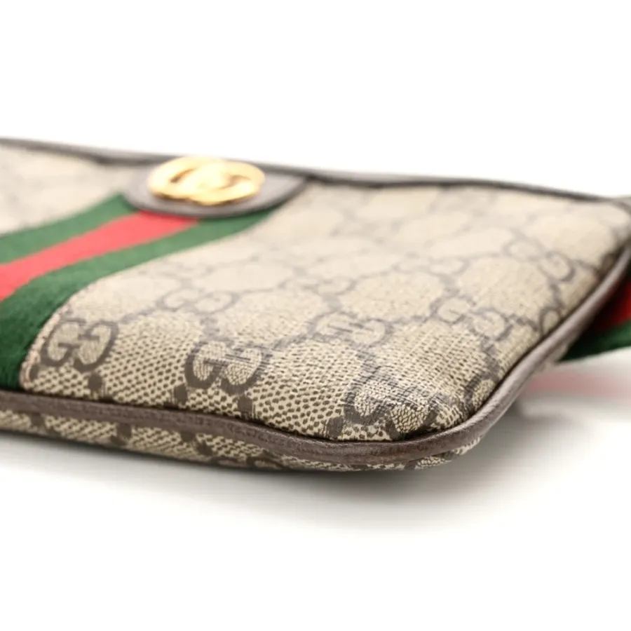 Gucci Medium Web Ophidia Utility Belt Bag Beige / Ebony / New Acero GG Supreme Monogram Canvas & Calfskin Leather Gold Hardware