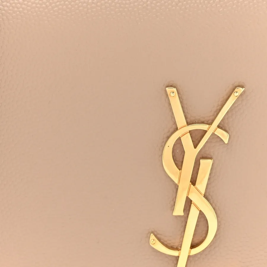 Saint Laurent Small Kate Tassel Chain Wallet Dark Beige Classic Monogram Grain De Poudre Leather Gold Hardware