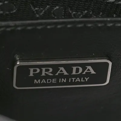 Prada Medium Cleo Shoulder Bag Black Spazzolato Leather Silver Hardware