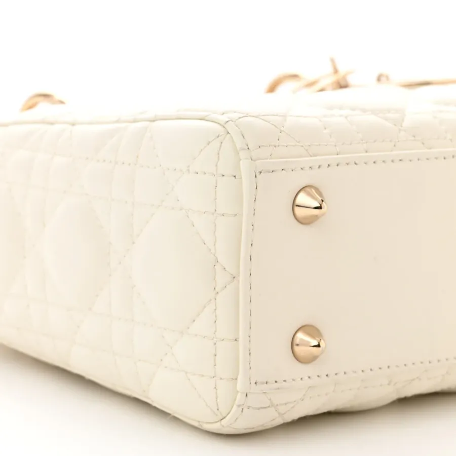 Dior Small My ABCDior Lady Dior White Cannage Lambskin Leather Gold Hardware
