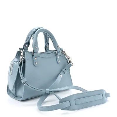 Balenciaga Mini Neo Classic City Blue/Grey Grained Calfskin Leather Silver Hardware