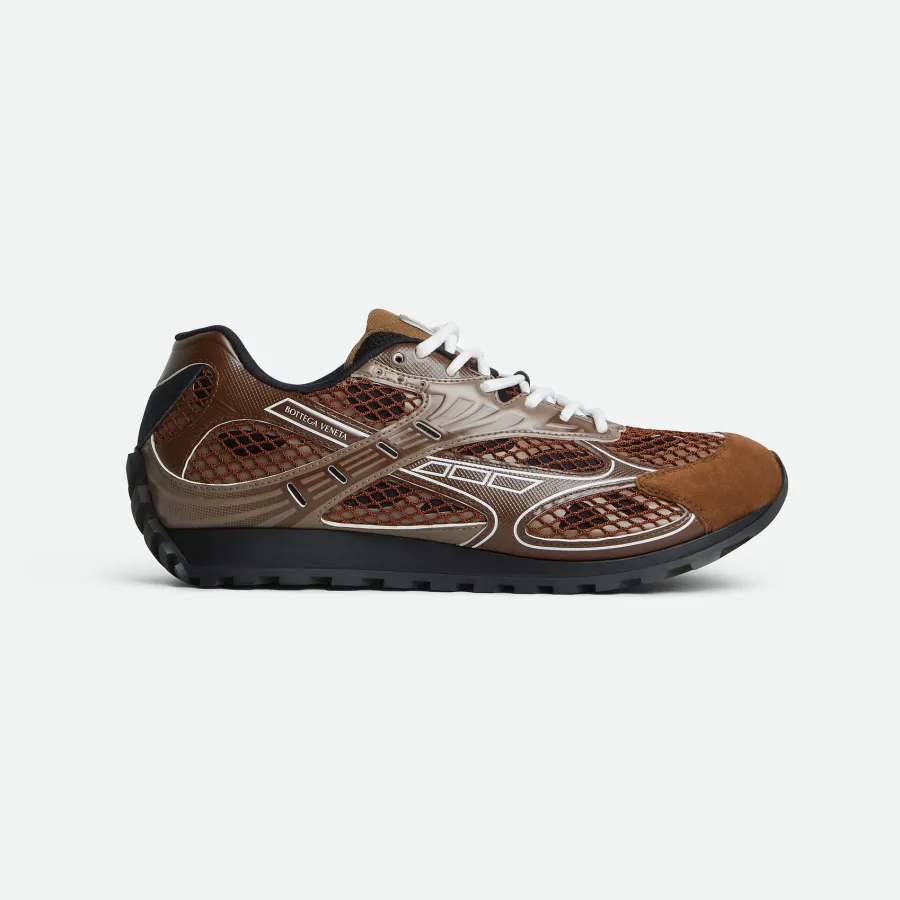 Bottega Veneta Orbit Sneakers In Brown Suede/Technical Fabric/Mesh Lace-Up Sneaker