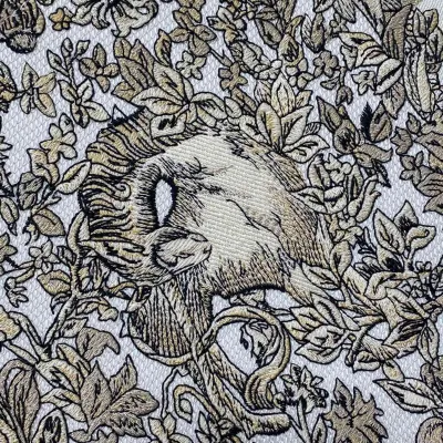 Dior Medium Book Tote White Embroidered with Metallic Thread and Gold Millefiori Unicorn Motif