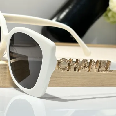 CHANEL square frame glasses white color SIZE 53-17-140