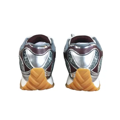 Bottega Veneta Orbit Sneakers In Silver/Burgundy Technical Fabric And Mesh Lace-Up Sneaker