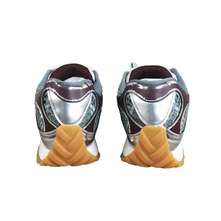 Bottega Veneta Orbit Sneakers In Silver/Burgundy Technical Fabric And Mesh Lace-Up Sneaker