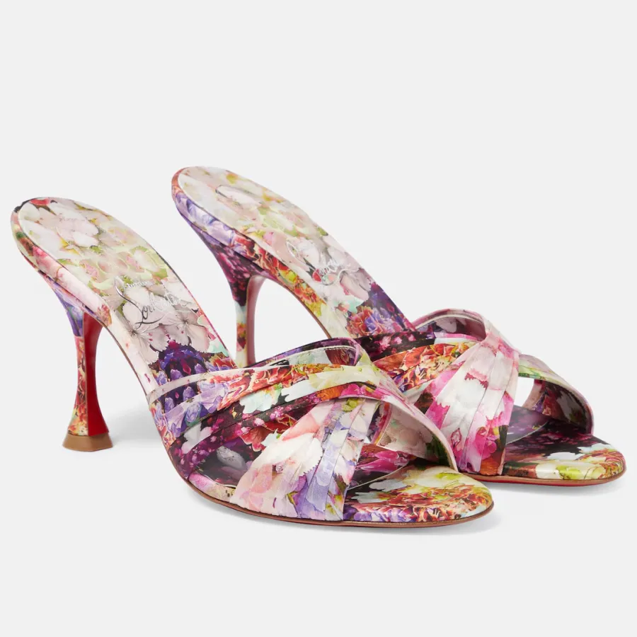 Christian Louboutin Floral silk satin sandals High Heels Slippers