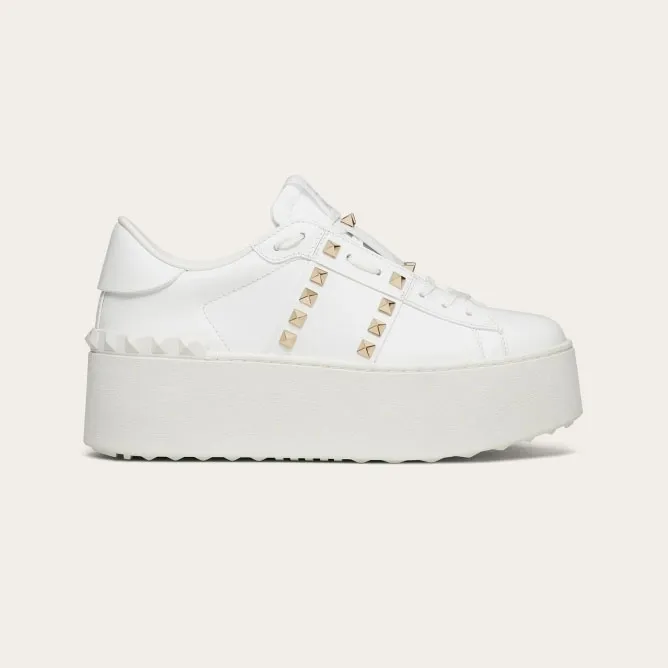 VALENTINO Women's calfskin and metallic platform sneakers