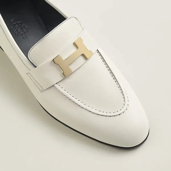HERMES Paris White Loafers - Image 4