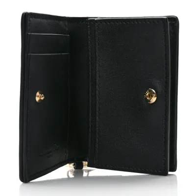 Dior Small Lady Dior Flap Card Holder Black Cannage Lambskin Leather Gold Hardware