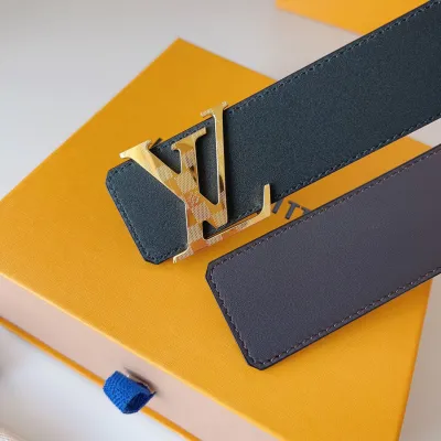 Louis Vuitton Men's Damier Buckle Reversible Belt In Black Calfskin With Gold/Silver Hardware 40mm