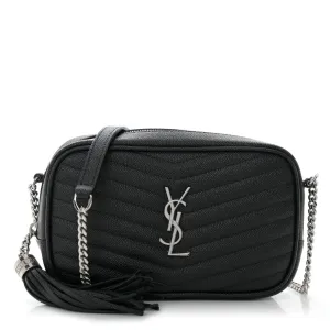 Saint Laurent Mini Lou Camera Bag Black Monogram Grain De Poudre Matelasse Leather Silver Hardware