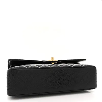Chanel Double Flap Caviar Black Designer Handbags