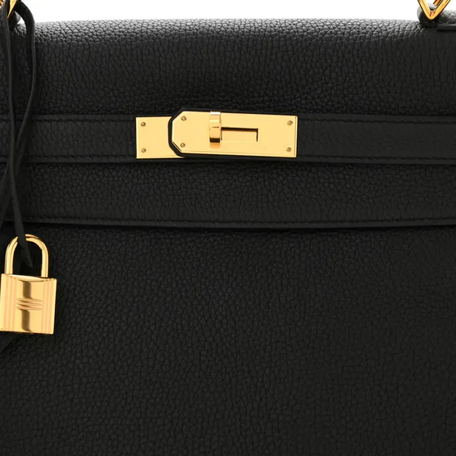 Hermès Kelly Retourne 32 Black Togo Leather Gold Hardware