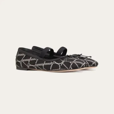 VALENTINO V logo ballet flats with imitation crystal trim