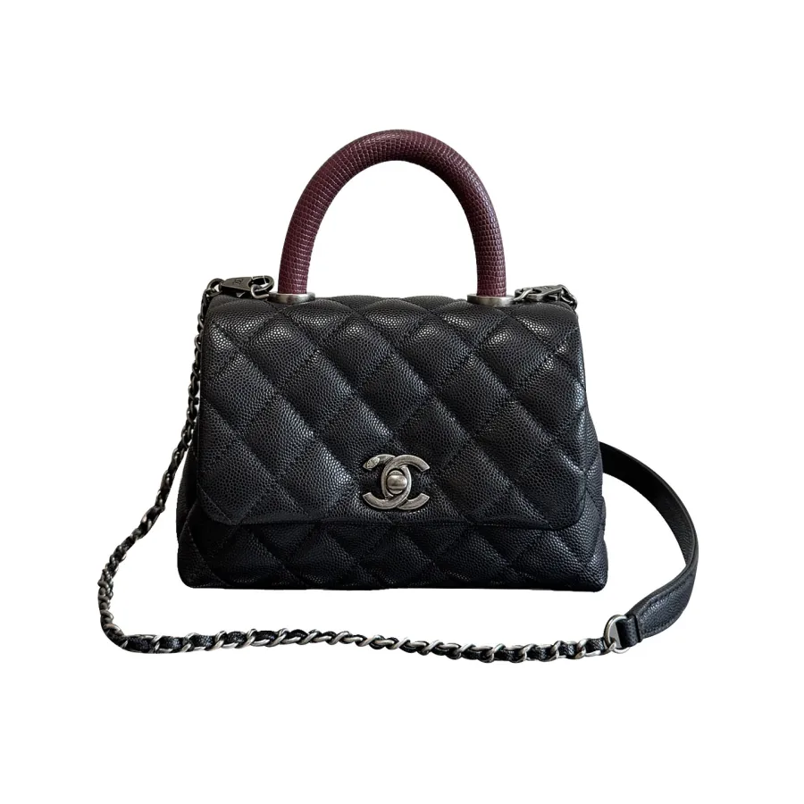 Chanel Coco Handle Black 19cm / 24cm / 29cm Quilted Caviar Leather Crossbody Bags Top-Handle Bags