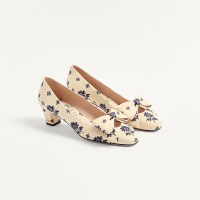 VALENTINO Silk floral print heels (4.5 cm high heel)