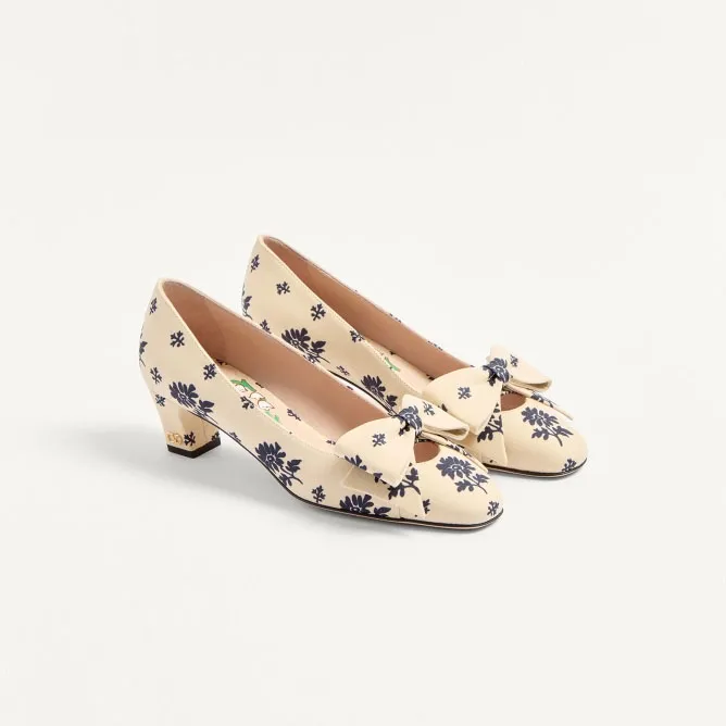VALENTINO Silk floral print heels (4.5 cm high heel)