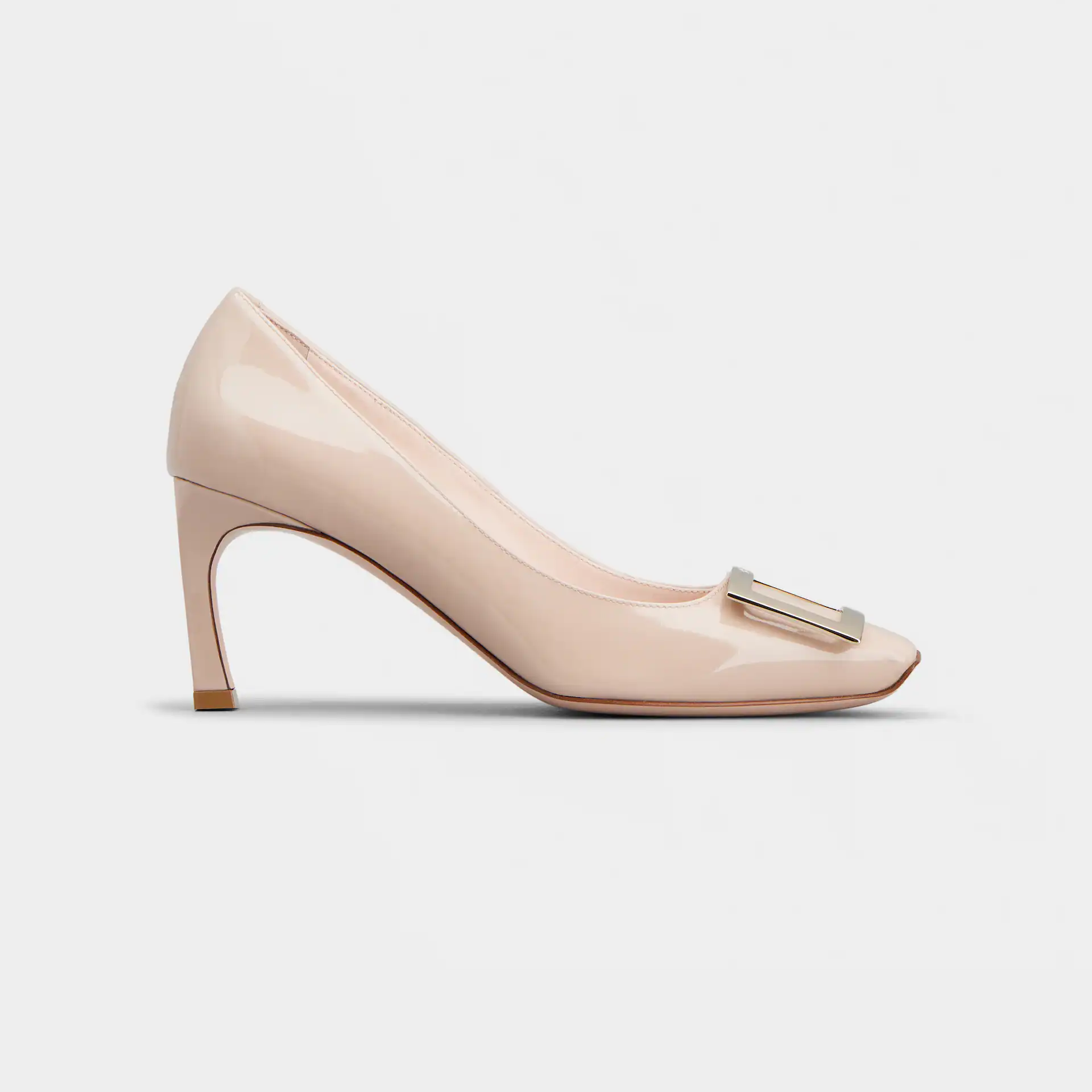 Roger Vivier Sapatilhas Trompette Salto Alto Em Couro Verniz Rosa Com Fivela Metálica (Altura do Salto 7cm)