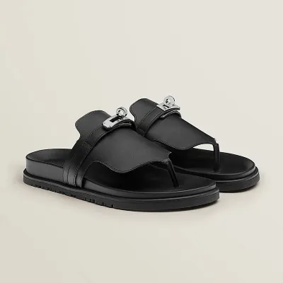 HERMES Empire Black Slippers