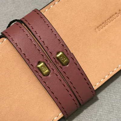 Fendi Women's FF Buckle Belt In Pink/Black Calfskin With Gold Hardware 60mm