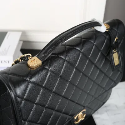 Chanel Black Quilted Caviar Leathe Backpacks