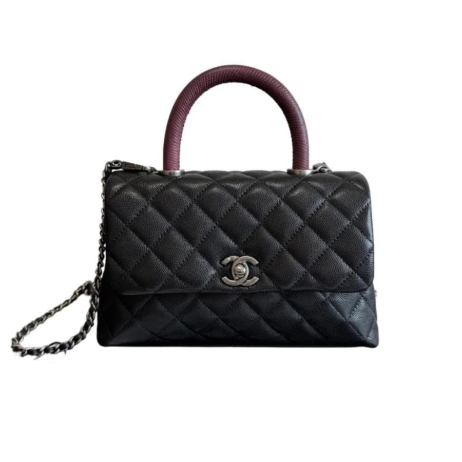 Chanel Coco Handle Black 19cm / 24cm / 29cm Quilted Caviar Leather Crossbody Bags Top-Handle Bags