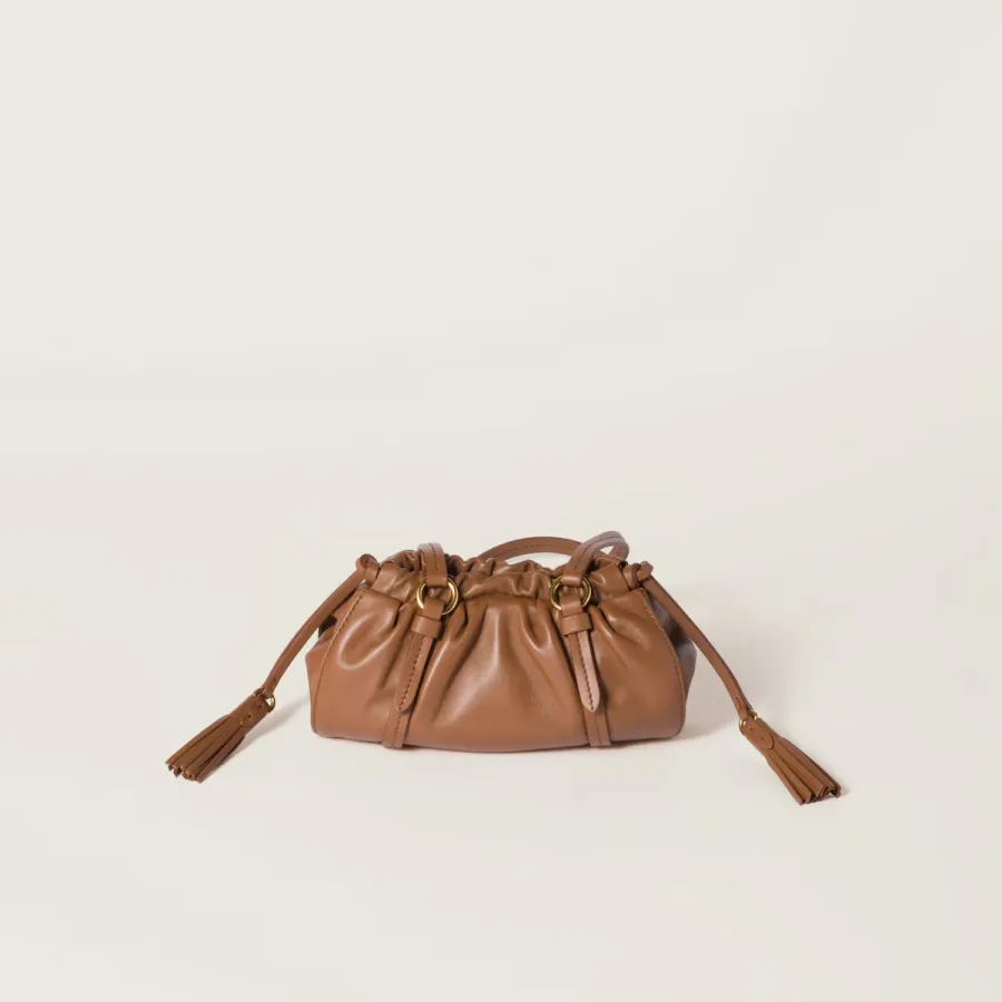 Miu Miu Joie Nappa Quilted Lambskin Leather Brown Shoulder Bags