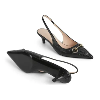 Gucci black pointed slender heel high heels shoes Rear lace up high heels