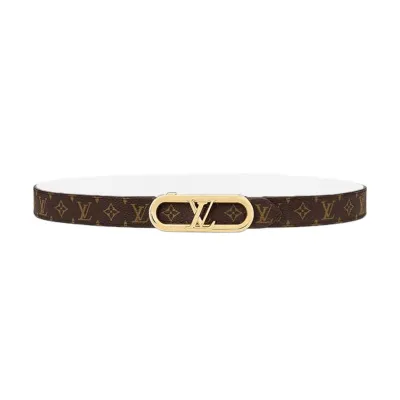 Louis Vuitton Women's My LV Chain Reversible Belt In White Calfskin And Monogram Canvas With Gold Hardware 25mm