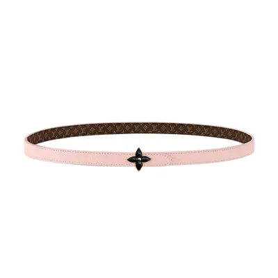 Louis Vuitton Women's Mini Flowergram Reversible Belt In Pink Calfskin And Monogram Canvas With Gold/Silver/Pink/Black Hardware 15mm