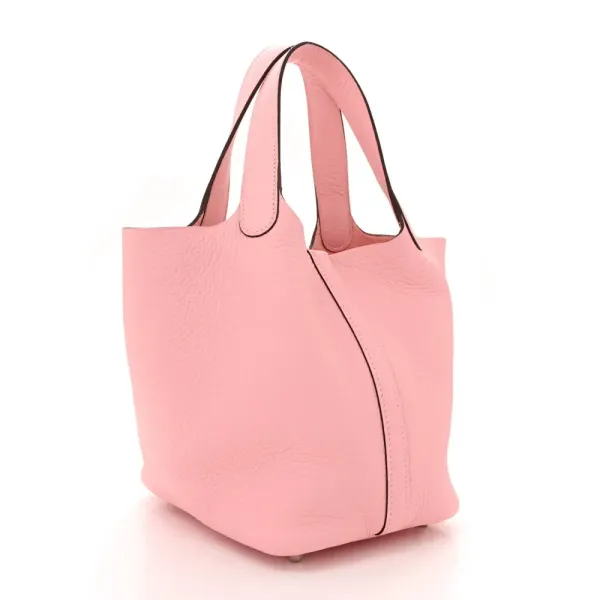 Hermès Picotin Lock 18 PM Rose Sakura Taurillon Clemence Leather Palladium Hardware - Image 3