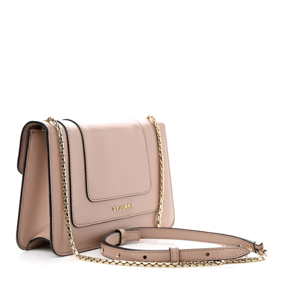 Bvlgari Mini Serpenti Forever Crossbody Bag Beige Calfskin Leather Gold Hardware