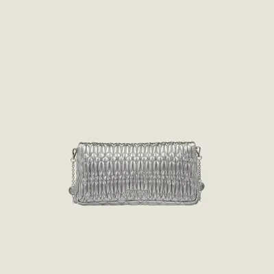 Miu Miu Quilted Lambskin Leather Silver Evening Bags